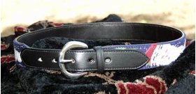 Needlepoint belt in Black leather with chrome buckle