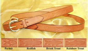 Fennell 1" Leather Belt with Embossed Fish