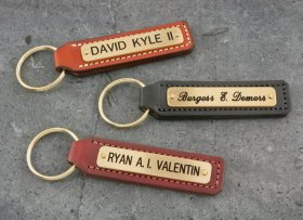 Small Stitched Leather Keytag